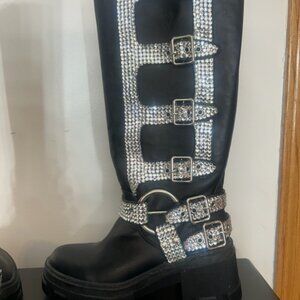BLACK BLING BOOTS CUSTOM CRYSTALS